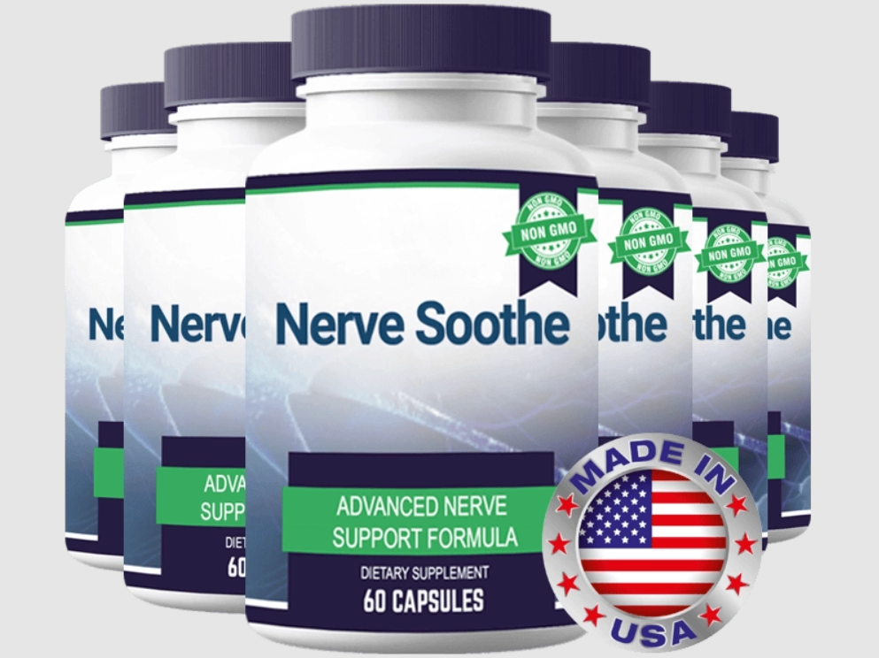 Nerve Soothe supplement bottle natural nerve support formula made in the USA